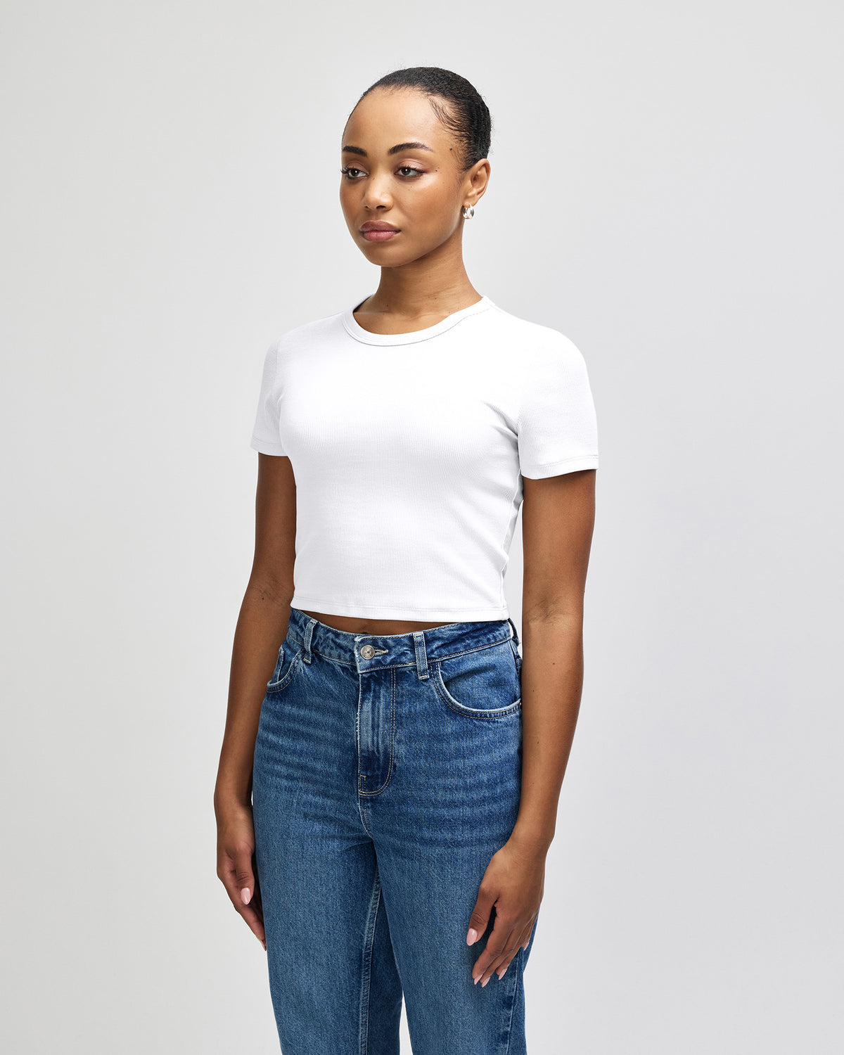 American Apparel Baby Rib Women's Crop Fitted T-Shirt - White