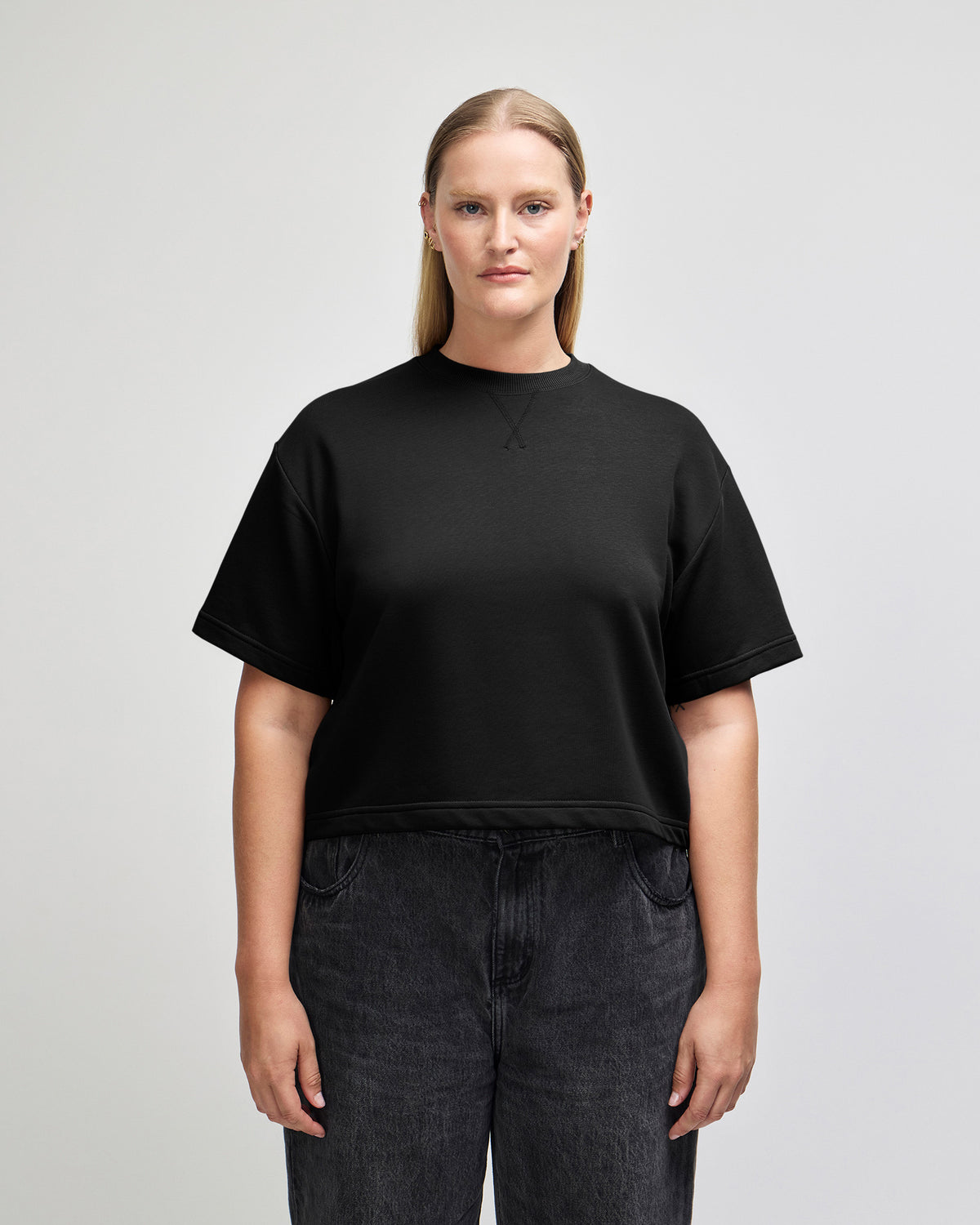 American Apparel French Terry Women's Mid-Length Boxy Top - Black