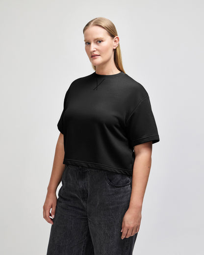 American Apparel French Terry Women's Mid-Length Boxy Top - Black