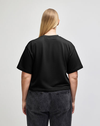 American Apparel French Terry Women's Mid-Length Boxy Top - Black