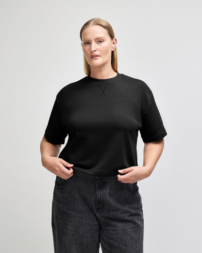 American Apparel French Terry Women's Mid-Length Boxy Top - Black