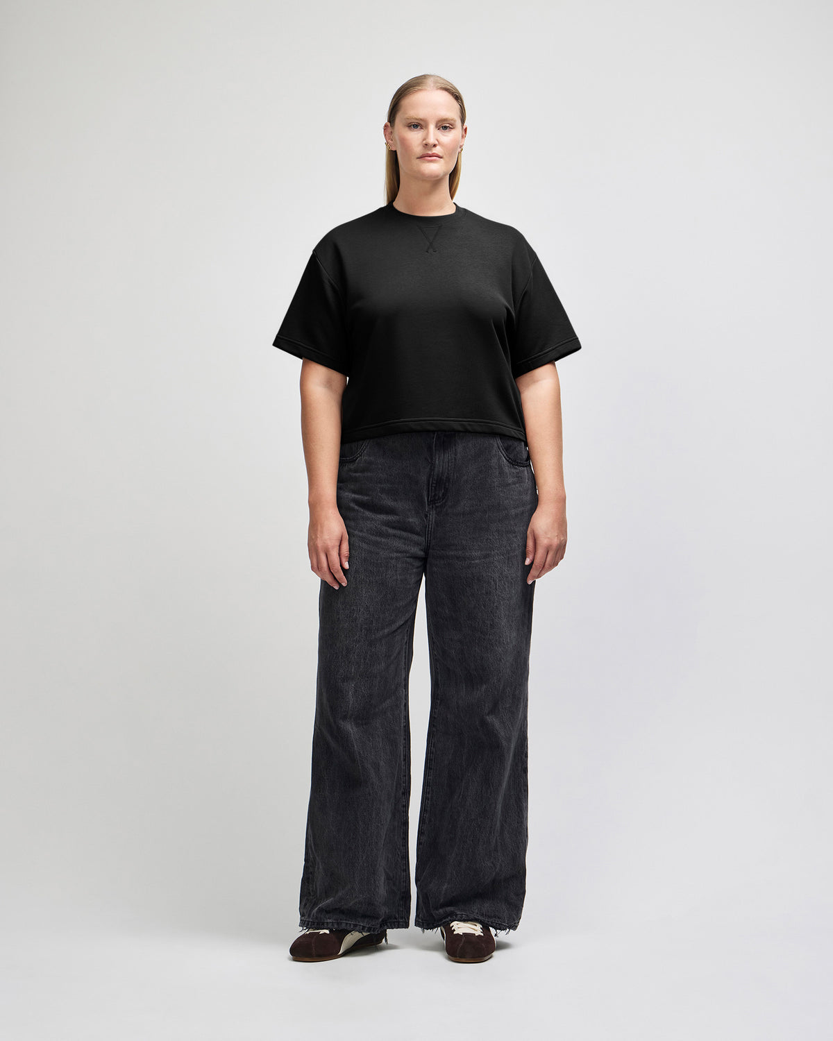 American Apparel French Terry Women's Mid-Length Boxy Top - Black