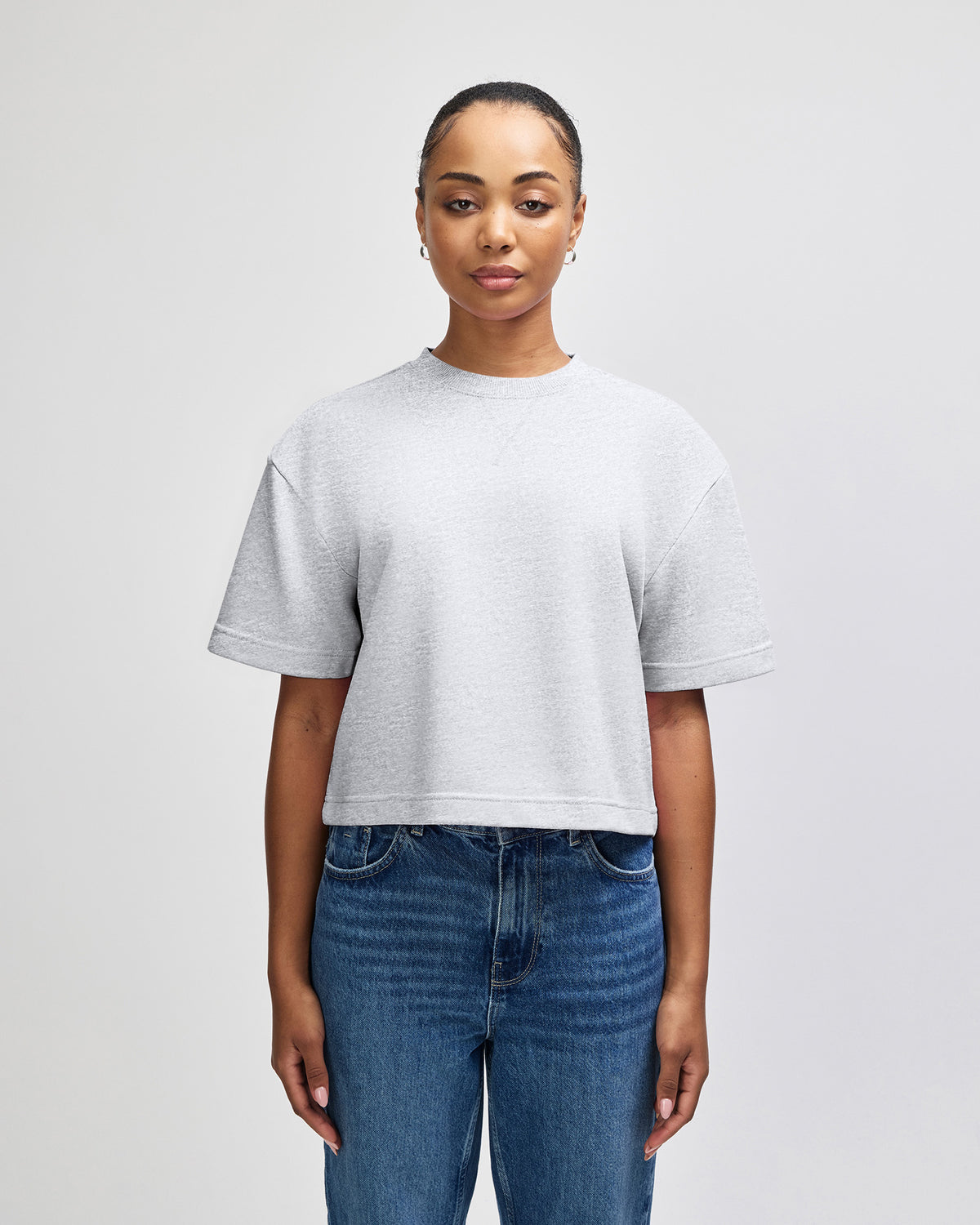 American Apparel French Terry Women's Mid-Length Boxy Top - Heathergrey