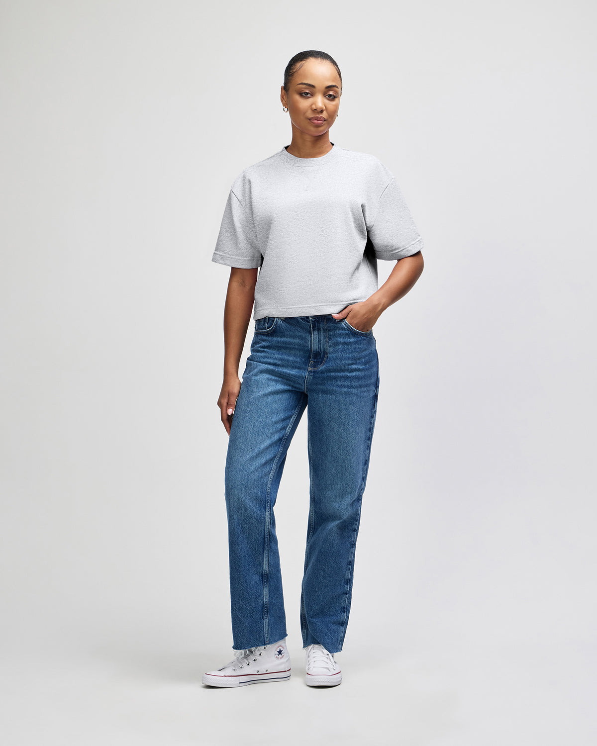 American Apparel French Terry Women's Mid-Length Boxy Top - Heathergrey