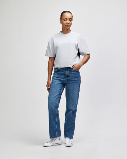 American Apparel French Terry Women's Mid-Length Boxy Top - Heathergrey