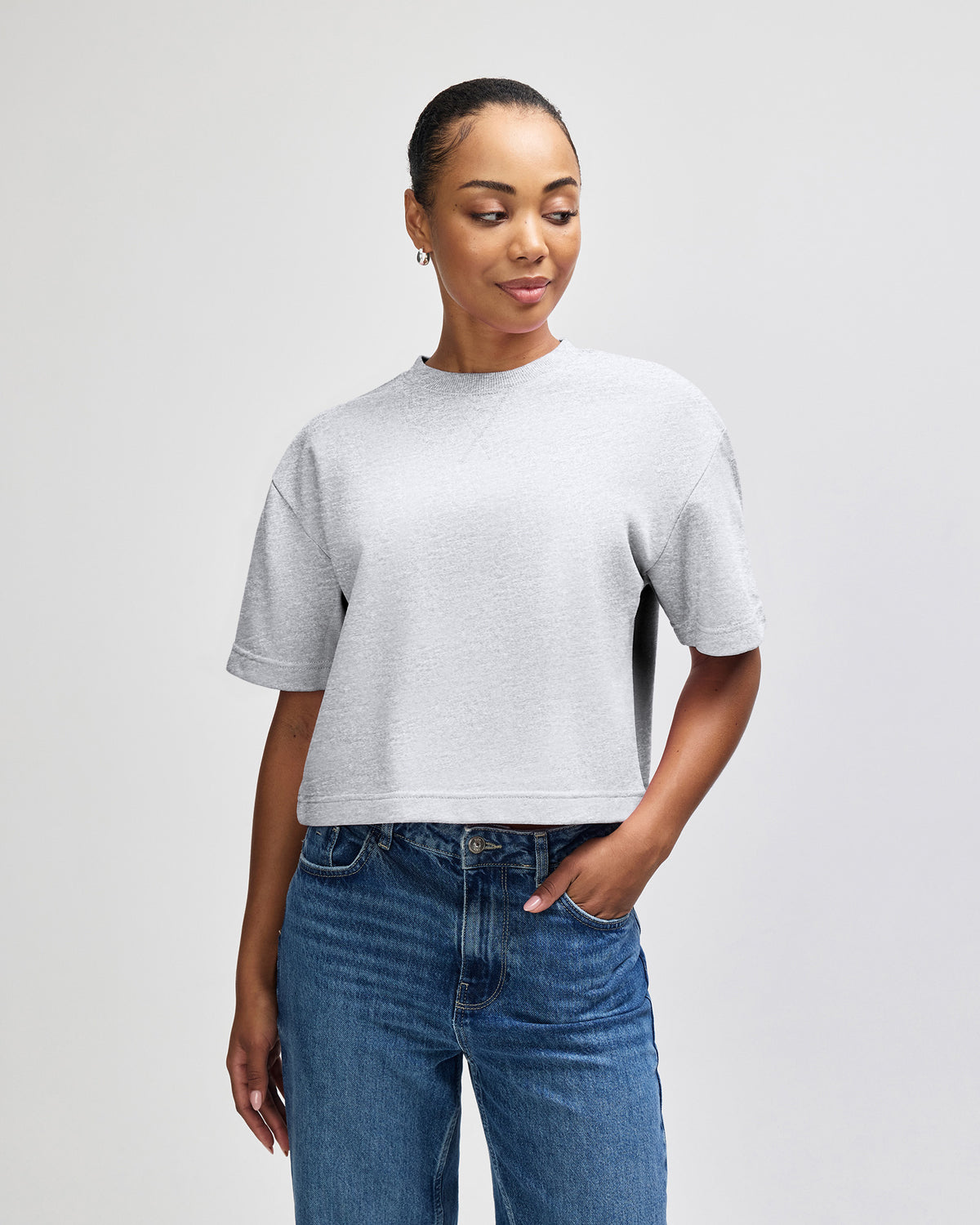 American Apparel French Terry Women's Mid-Length Boxy Top - Heathergrey