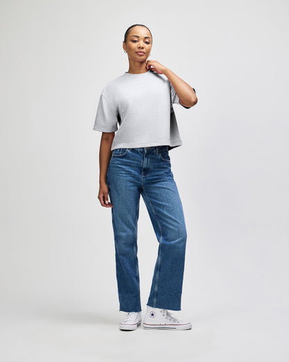 American Apparel French Terry Women's Mid-Length Boxy Top - Heathergrey