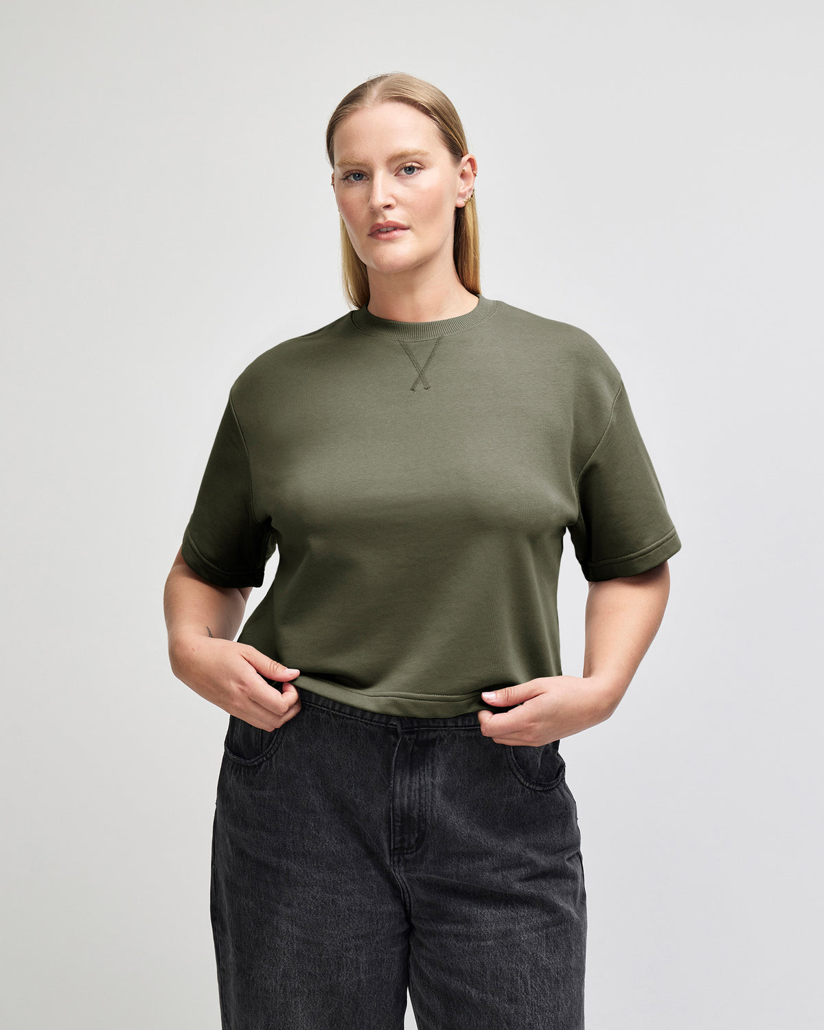 American Apparel French Terry Women's Mid-Length Boxy Top - Lieutenant