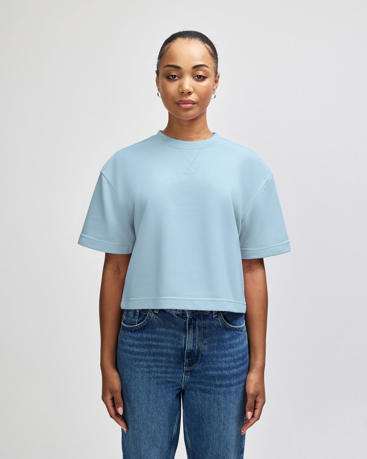 American Apparel French Terry Women's Mid-Length Boxy Top - Powder Blue