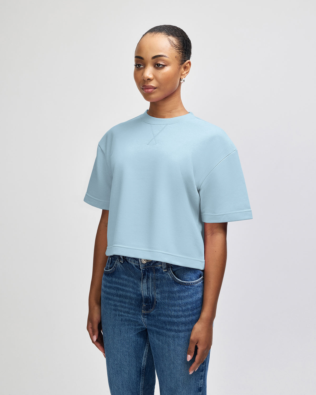 American Apparel French Terry Women's Mid-Length Boxy Top - Powder Blue