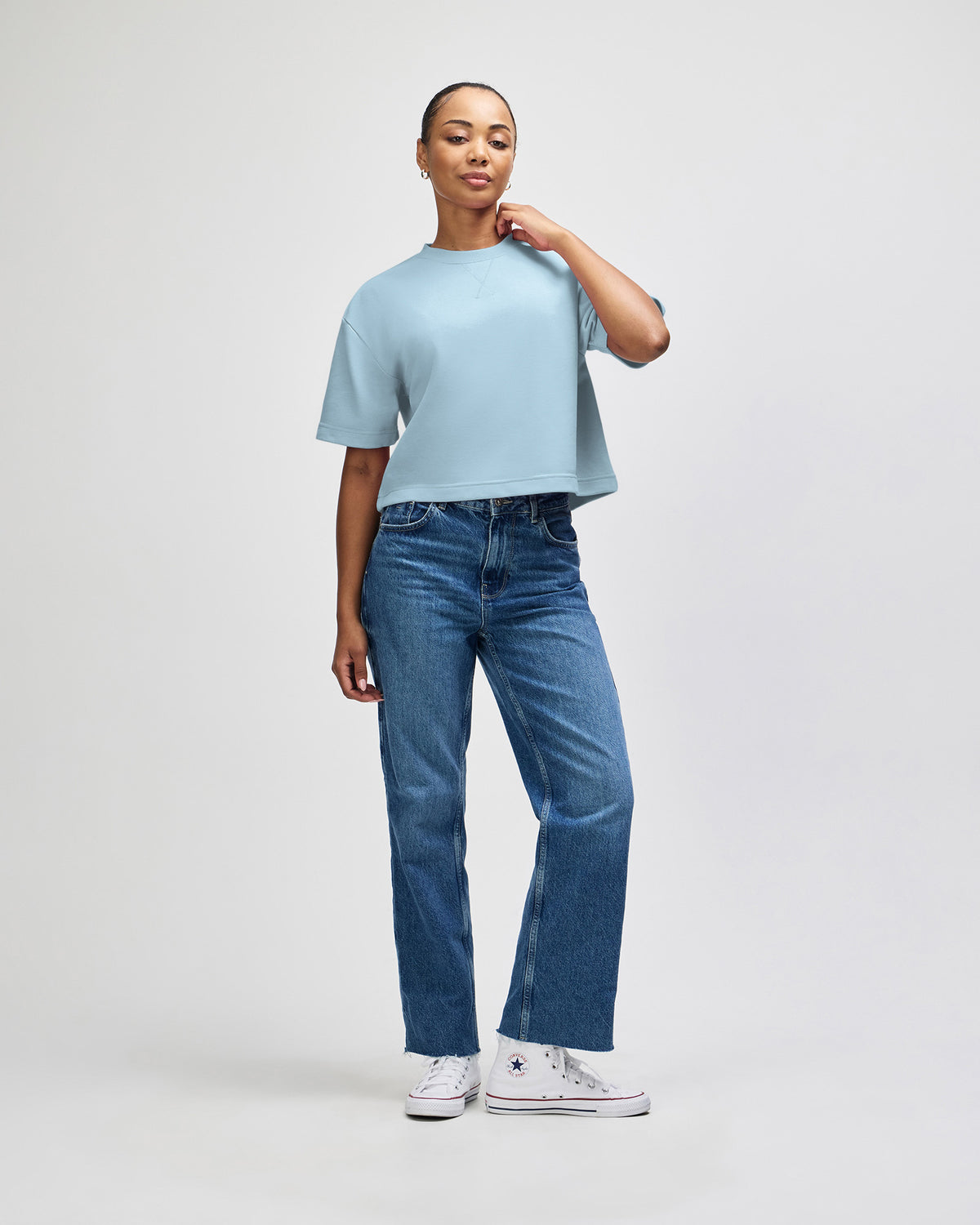 American Apparel French Terry Women's Mid-Length Boxy Top - Powder Blue