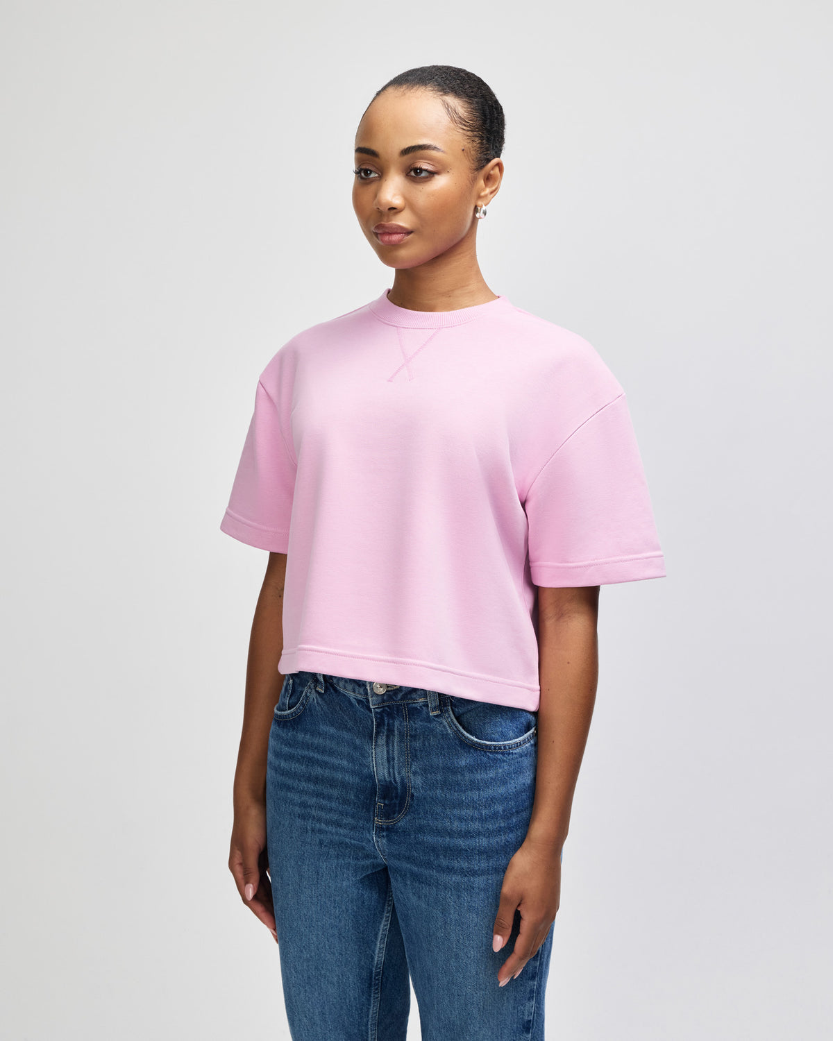 American Apparel French Terry Women's Mid-Length Boxy Top - Powder Pink