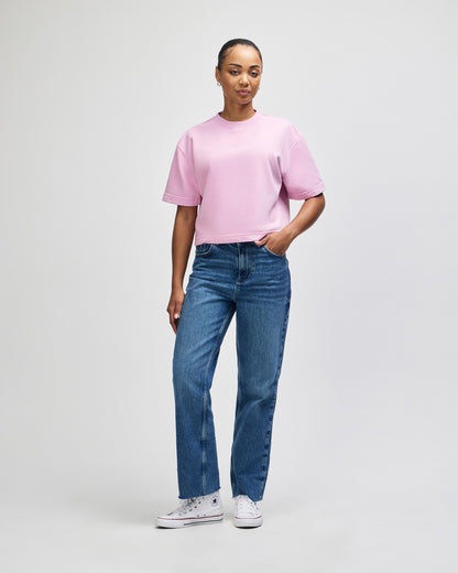 American Apparel French Terry Women's Mid-Length Boxy Top - Powder Pink