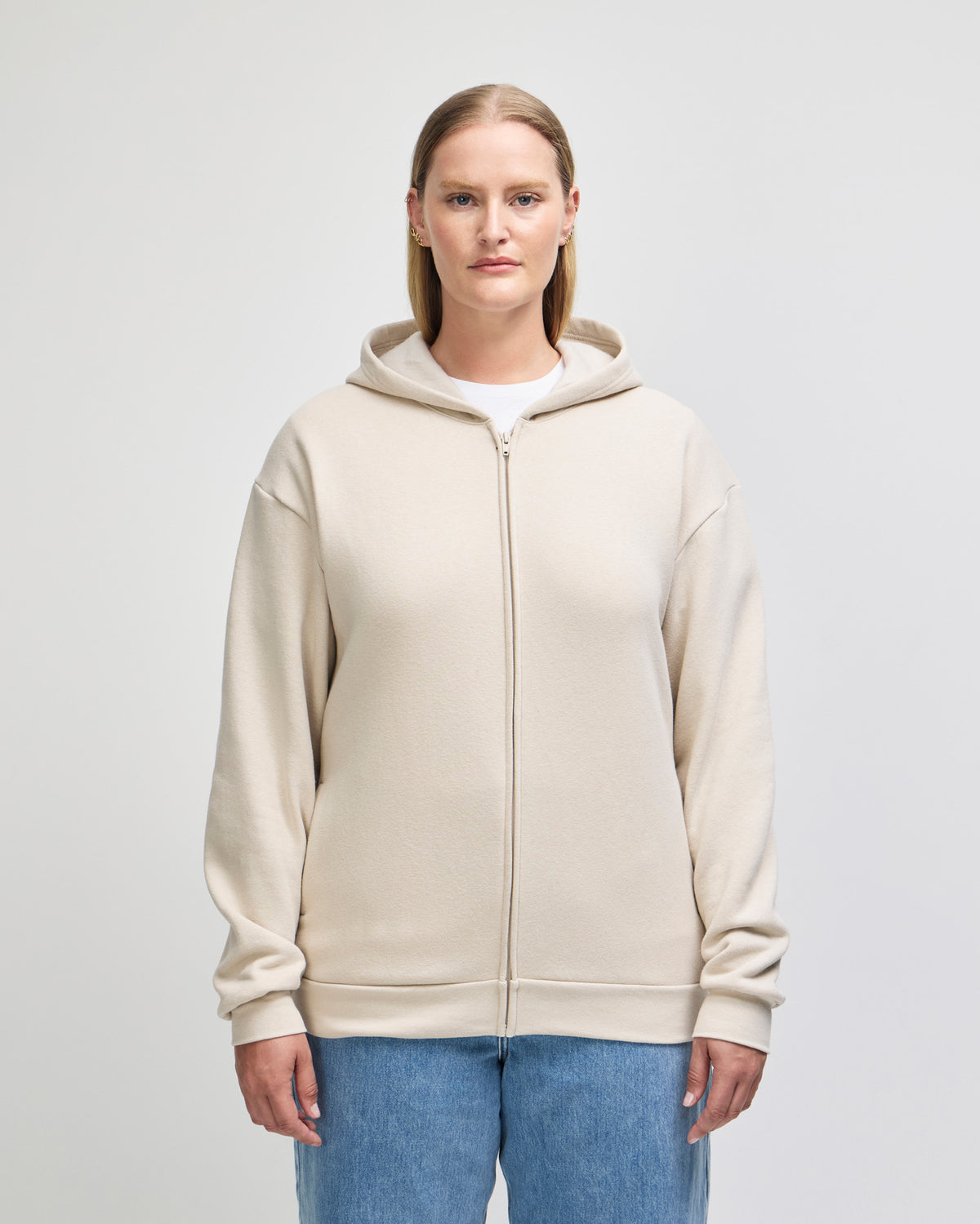 American Apparel Reflex Fleece Unisex Full Zip Hooded Sweat - Bone