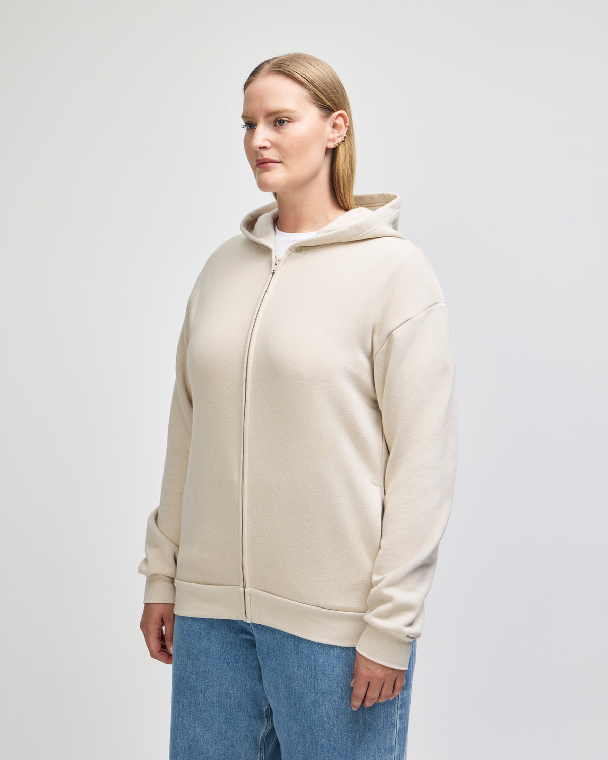 American Apparel Reflex Fleece Unisex Full Zip Hooded Sweat - Bone