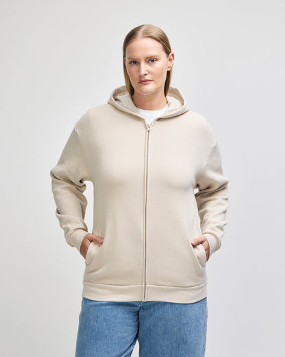 American Apparel Reflex Fleece Unisex Full Zip Hooded Sweat - Bone