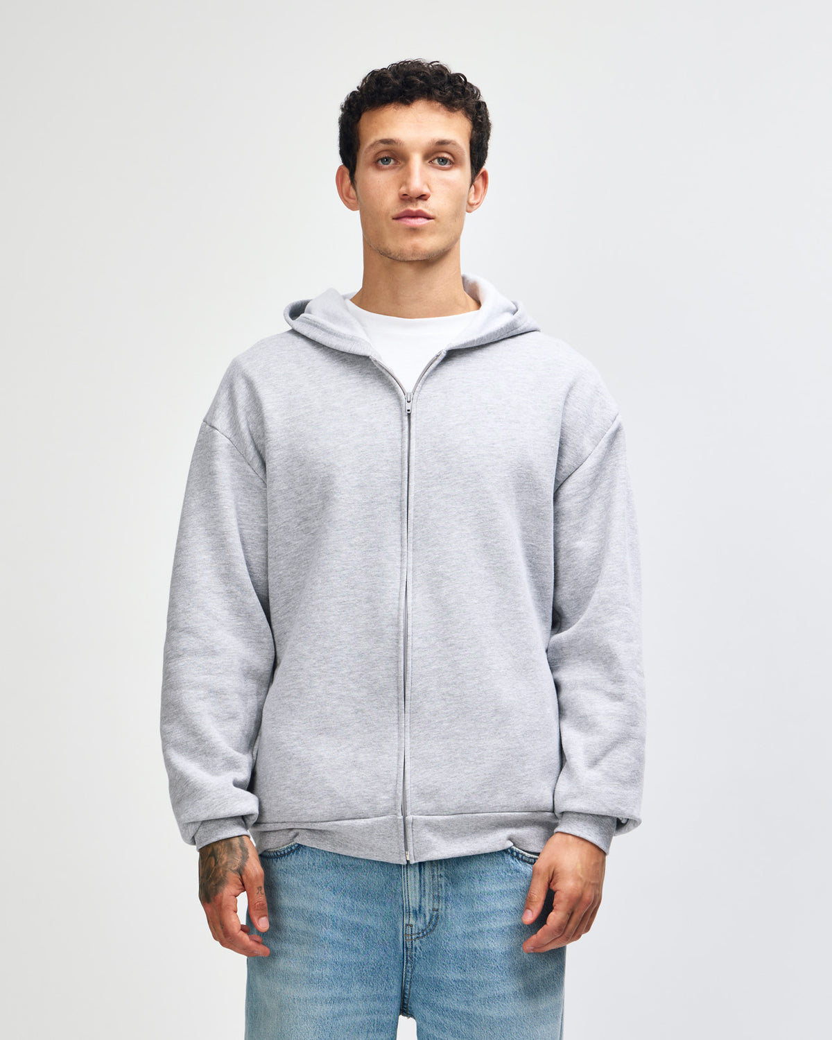 American Apparel Reflex Fleece Unisex Full Zip Hooded Sweat - Heather Grey