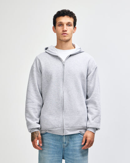 American Apparel Reflex Fleece Unisex Full Zip Hooded Sweat - Heather Grey