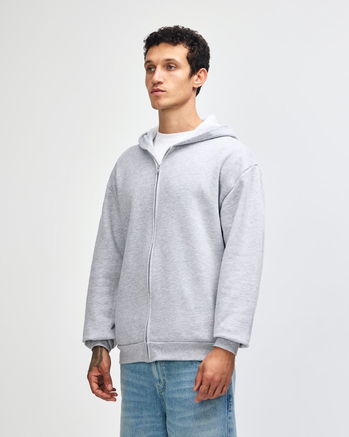 American Apparel Reflex Fleece Unisex Full Zip Hooded Sweat - Heather Grey